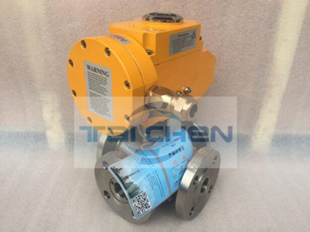 電動法蘭四通球閥實物圖 電動不銹鋼四通球閥照片