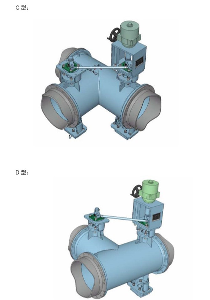 大口徑電動(dòng)三通蝶閥